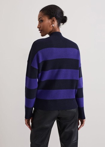 Phase Eight Sammi Stripe Knitwear Navy Canada | YVDRTQ-142